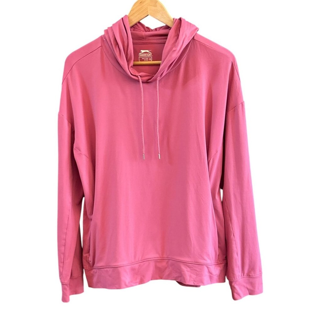 Slazenger Womens Pink Pullover Hoodie XL Lightweight Stretch Nylon/Spandex